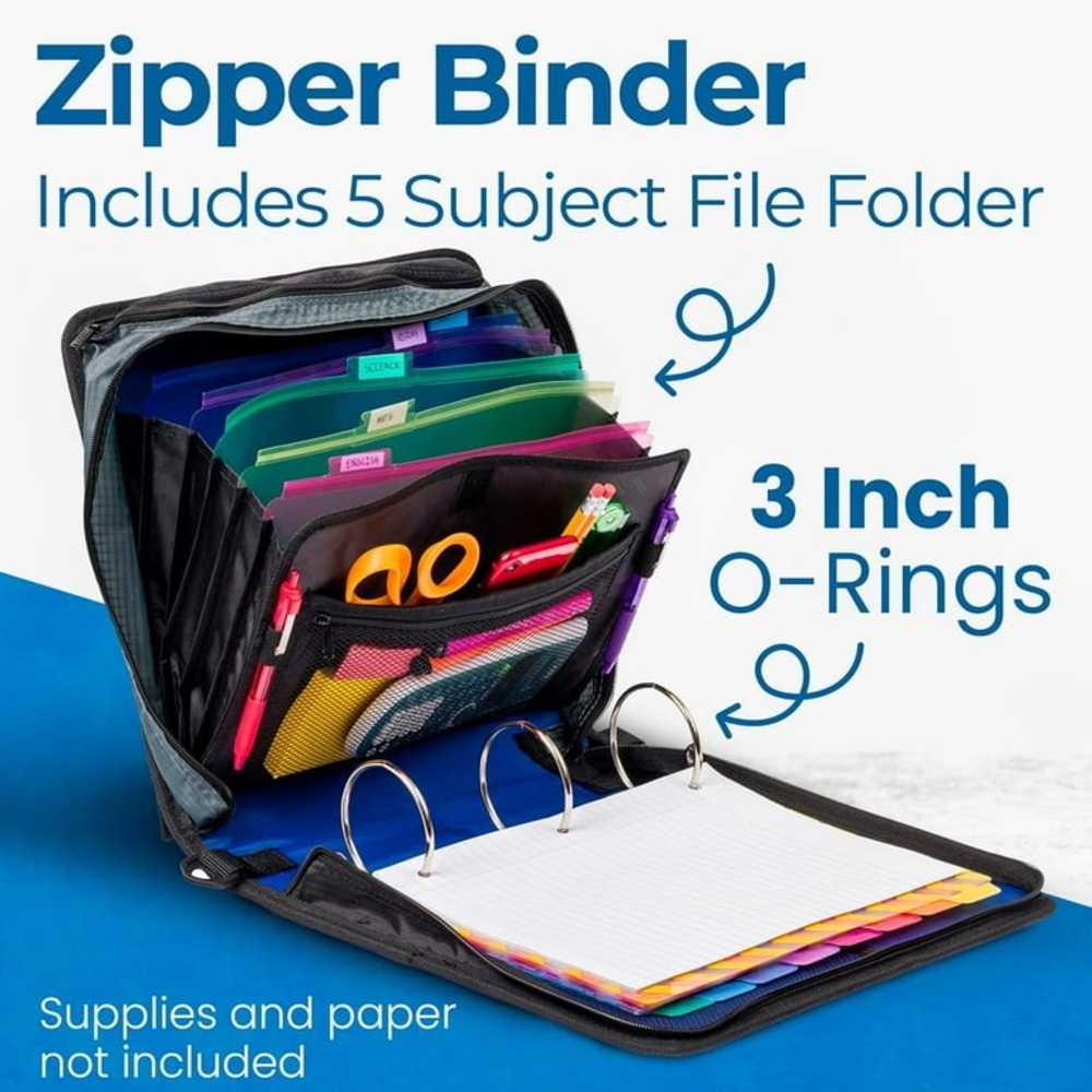 NWOT Case-It Blue Zipper Binder - Picture 3 of 14